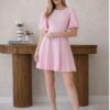 Elarie Premium – Soft Blush Bow Gown