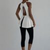 White Halter Peplum Top