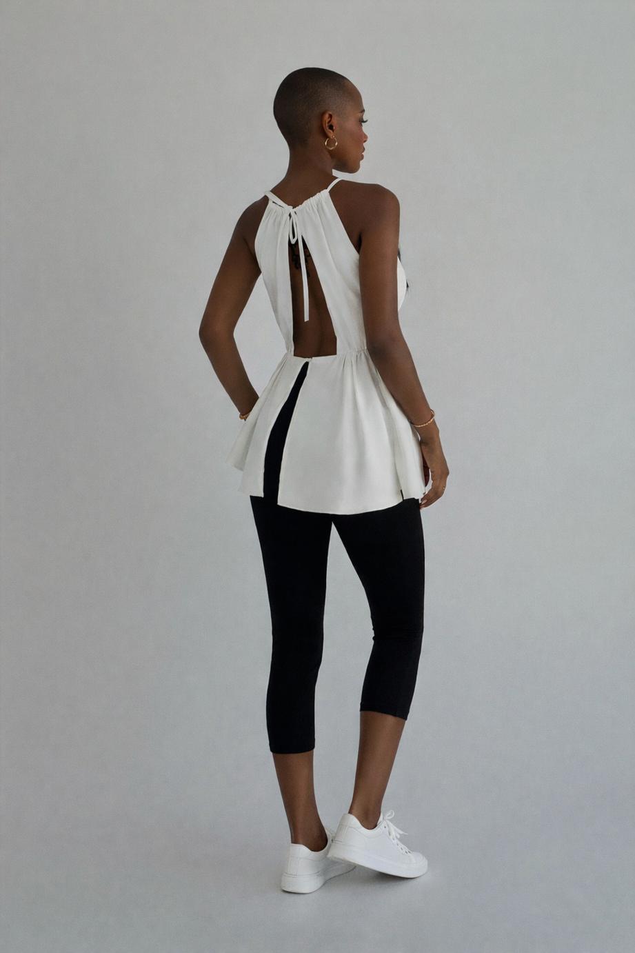 White Halter Peplum Top