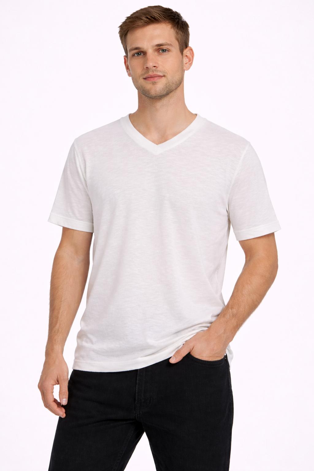 Eloziny Premium Off-White V-Neck T-Shirt