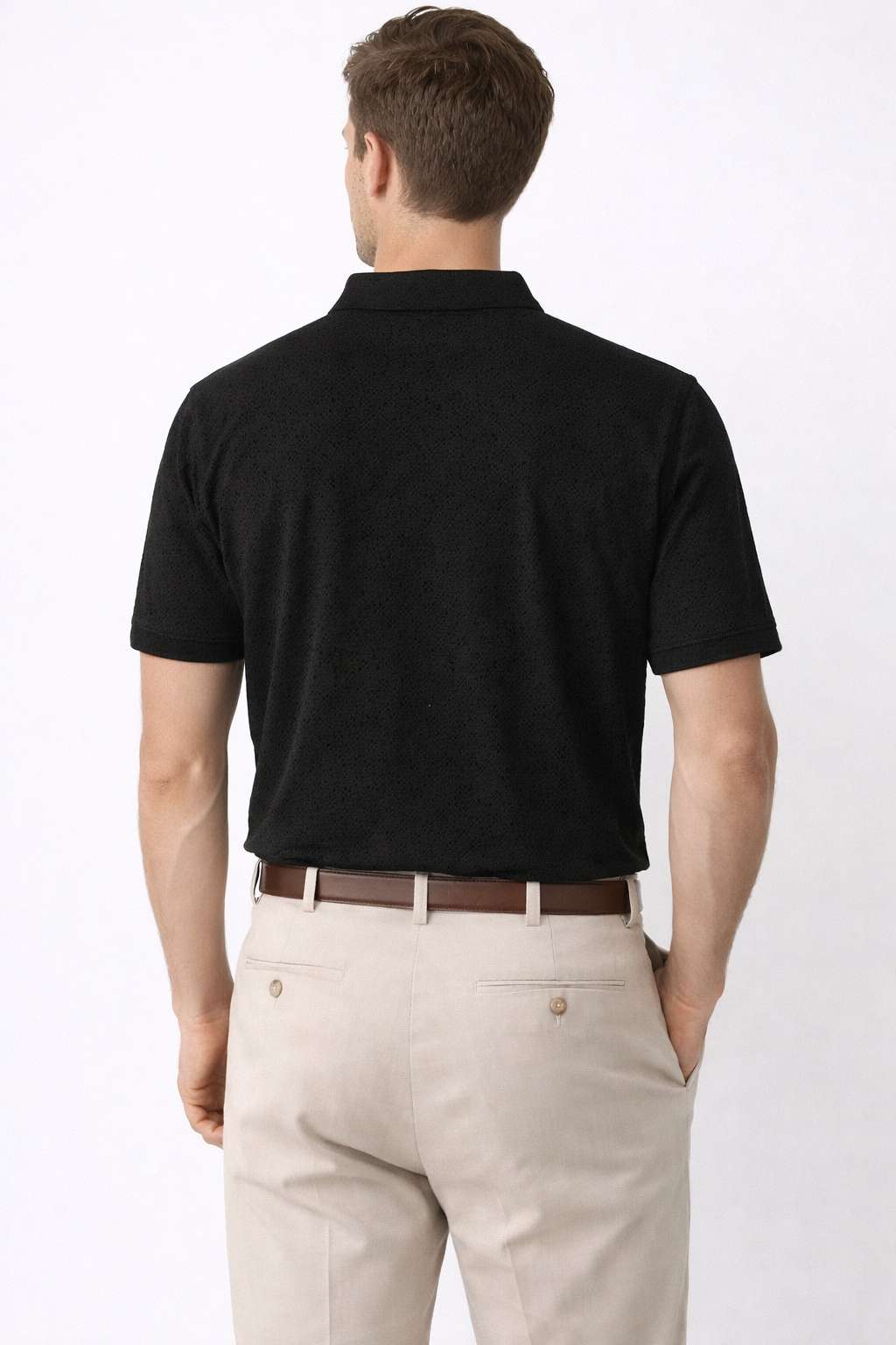 Eloziny Men Black Textured Polo