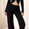 Eloziny Black Ribbed Knit Two-Piece Set