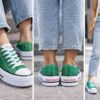 Green & White Platform Sneakers (Women)