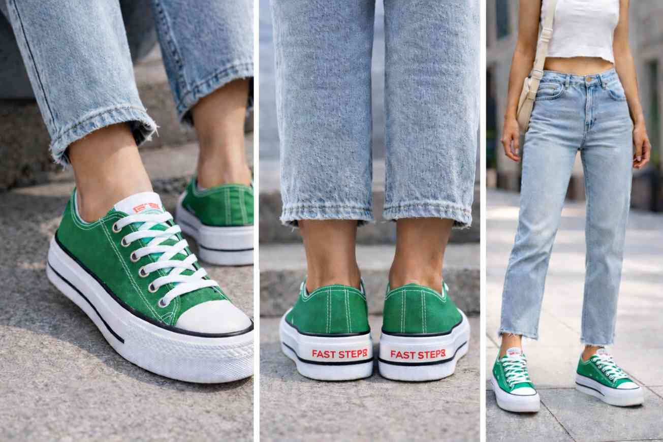 Green & White Platform Sneakers (Women)