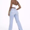 Light Wash Distressed Wide-Leg Jeans – Women