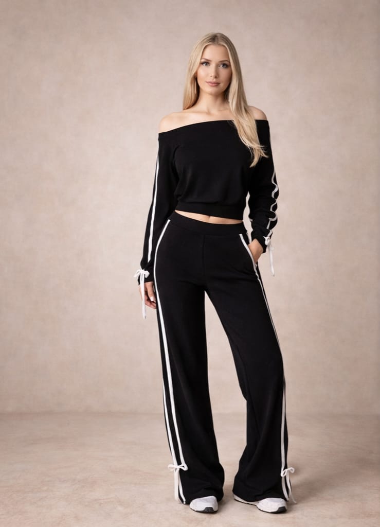 Eloziny Black Sport Luxe Two-Piece Set