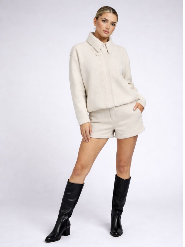 Cream Marner Shorts and Jacket Set