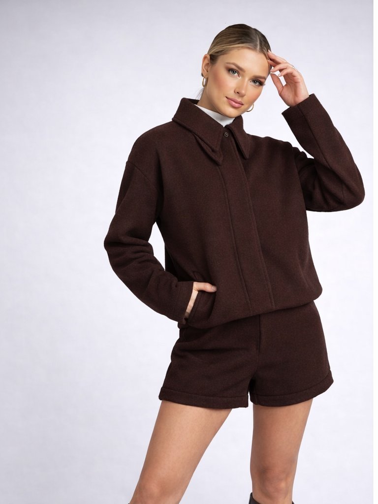 Dark Brown Shorts and Jacket Set