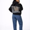 Black Mesh Panel Hoodie