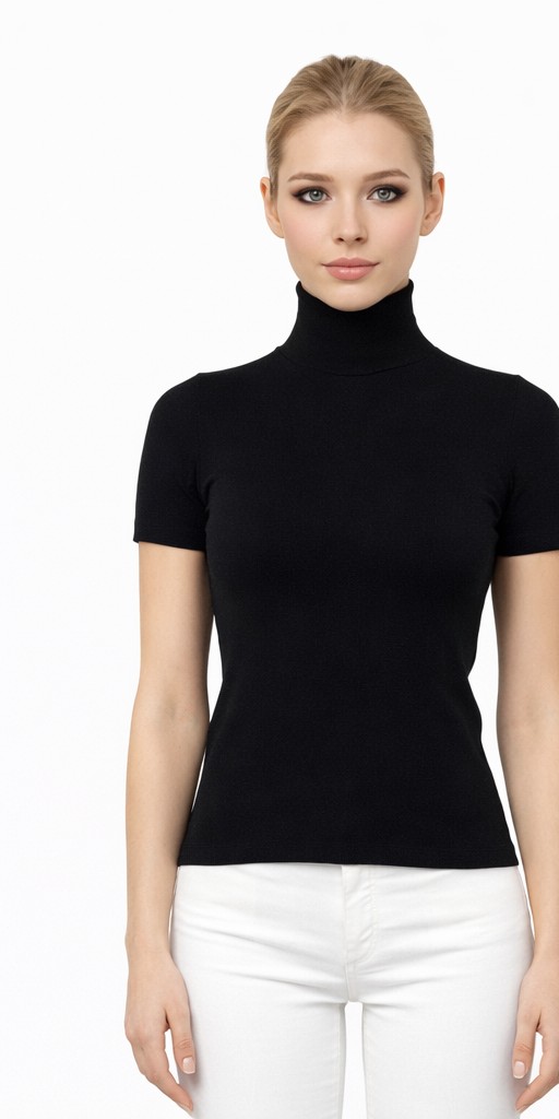 GAS Black Turtleneck Top