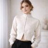 Off-White Double Bubble Zip Cropped Knit Top
