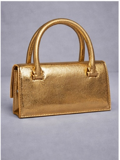 Patrizia Pepe Craquelé Gold Handbag