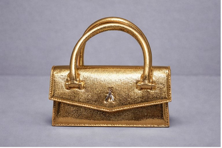 Patrizia Pepe Craquelé Gold Handbag